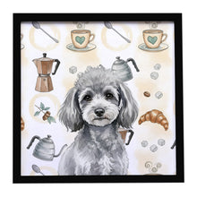 Load image into Gallery viewer, Toy Silver Poodle Coffee Bar Framed Metal Print