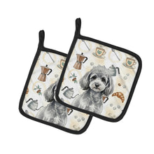 Load image into Gallery viewer, Toy Silver Poodle Coffee Bar Pair of Pot Holders