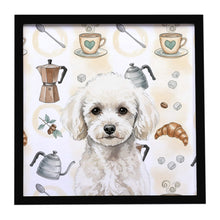 Load image into Gallery viewer, Toy White Poodle Coffee Bar Framed Metal Print