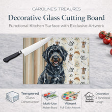 Load image into Gallery viewer, Black Portuguese Water Dog Coffee Bar Glass Cutting Board