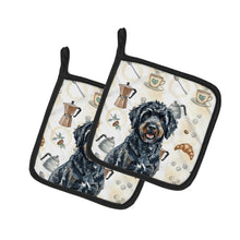 Load image into Gallery viewer, Black Portuguese Water Dog Coffee Bar Pair of Pot Holders