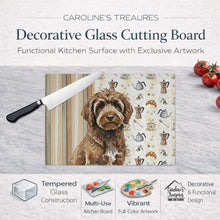 Load image into Gallery viewer, Brown Portuguese Water Dog Coffee Bar Glass Cutting Board