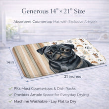 Load image into Gallery viewer, Black Pug Coffee Bar Dish Drying Mat