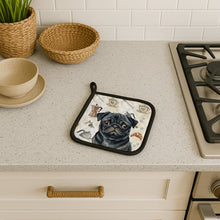 Load image into Gallery viewer, Black Pug Coffee Bar Pair of Pot Holders