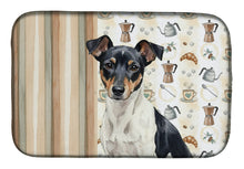 Load image into Gallery viewer, Black and White Rat Terrier Coffee Bar Dish Drying Mat