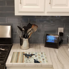 Load image into Gallery viewer, Black and White Rat Terrier Coffee Bar Glass Cutting Board