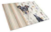 Load image into Gallery viewer, Black and White Rat Terrier Coffee Bar Glass Cutting Board