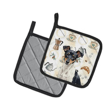 Load image into Gallery viewer, Black and White Rat Terrier Coffee Bar Pair of Pot Holders