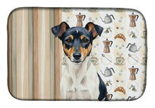 Load image into Gallery viewer, Tricolor Rat Terrier Coffee Bar Dish Drying Mat