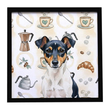 Load image into Gallery viewer, Tricolor Rat Terrier Coffee Bar Framed Metal Print