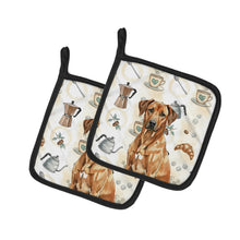 Load image into Gallery viewer, Rhodesian Ridgeback Coffee Bar Pair of Pot Holders
