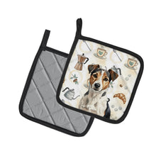 Load image into Gallery viewer, Tricolor Russell Terrier Coffee Bar Pair of Pot Holders