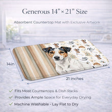 Load image into Gallery viewer, White with Black Markings Russell Terrier Coffee Bar Dish Drying Mat