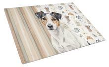 Load image into Gallery viewer, White with Black Markings Russell Terrier Coffee Bar Glass Cutting Board