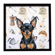 Load image into Gallery viewer, Black and Tan Russian Toy Coffee Bar Framed Metal Print