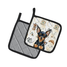 Load image into Gallery viewer, Black and Tan Russian Toy Coffee Bar Pair of Pot Holders