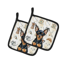 Load image into Gallery viewer, Black and Tan Russian Toy Coffee Bar Pair of Pot Holders