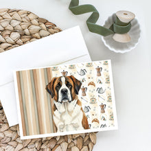 Load image into Gallery viewer, Brindle and White Saint Bernard Coffee Bar Greeting Cards Pack of 8