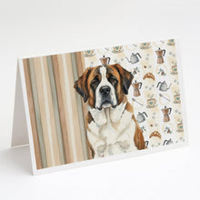 Load image into Gallery viewer, Brindle and White Saint Bernard Coffee Bar Greeting Cards Pack of 8