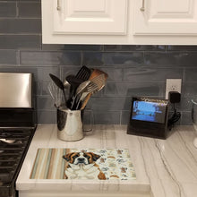 Load image into Gallery viewer, Brindle and White Saint Bernard Coffee Bar Glass Cutting Board