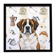Load image into Gallery viewer, Brindle and White Saint Bernard Coffee Bar Framed Metal Print