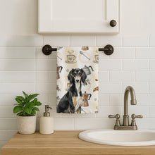 Load image into Gallery viewer, Black and Tan Saluki Coffee Bar Kitchen Towel