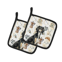 Load image into Gallery viewer, Black and Tan Saluki Coffee Bar Pair of Pot Holders