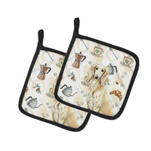 Load image into Gallery viewer, Cream Saluki Coffee Bar Pair of Pot Holders