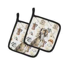 Load image into Gallery viewer, Grizzle Saluki Coffee Bar Pair of Pot Holders