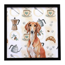 Load image into Gallery viewer, Red Saluki Coffee Bar Framed Metal Print