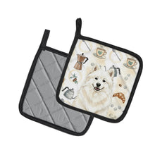 Load image into Gallery viewer, Cream Samoyed Coffee Bar Pair of Pot Holders