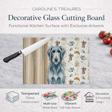Load image into Gallery viewer, Blue-Gray Scottish Deerhound Coffee Bar Glass Cutting Board