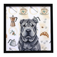 Load image into Gallery viewer, Black Shar Pei Coffee Bar Framed Metal Print