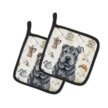 Load image into Gallery viewer, Black Shar Pei Coffee Bar Pair of Pot Holders