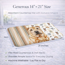 Load image into Gallery viewer, Red Shar Pei Coffee Bar Dish Drying Mat