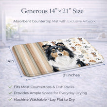 Load image into Gallery viewer, Tricolor Sheltie Coffee Bar Dish Drying Mat