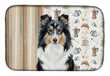 Load image into Gallery viewer, Tricolor Sheltie Coffee Bar Dish Drying Mat