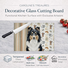 Load image into Gallery viewer, Tricolor Sheltie Coffee Bar Glass Cutting Board
