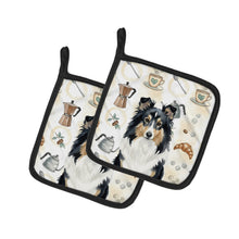 Load image into Gallery viewer, Tricolor Sheltie Coffee Bar Pair of Pot Holders