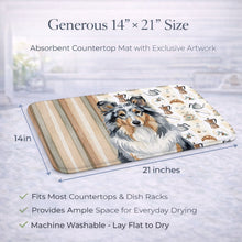 Load image into Gallery viewer, Blue Merle Sheltie Coffee Bar Dish Drying Mat