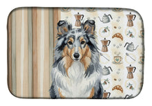 Load image into Gallery viewer, Blue Merle Sheltie Coffee Bar Dish Drying Mat
