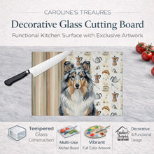 Load image into Gallery viewer, Blue Merle Sheltie Coffee Bar Glass Cutting Board
