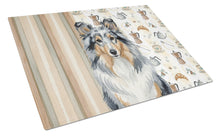 Load image into Gallery viewer, Blue Merle Sheltie Coffee Bar Glass Cutting Board