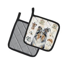 Load image into Gallery viewer, Blue Merle Sheltie Coffee Bar Pair of Pot Holders