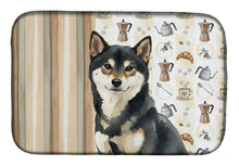 Load image into Gallery viewer, Black and Tan Shiba Inu Coffee Bar Dish Drying Mat