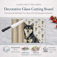 Load image into Gallery viewer, Black and Tan Shiba Inu Coffee Bar Glass Cutting Board
