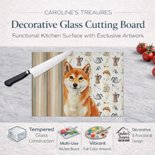 Load image into Gallery viewer, Red Shiba Inu Coffee Bar Glass Cutting Board