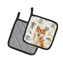 Load image into Gallery viewer, Red Shiba Inu Coffee Bar Pair of Pot Holders