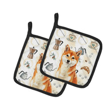 Load image into Gallery viewer, Red Shiba Inu Coffee Bar Pair of Pot Holders