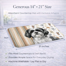 Load image into Gallery viewer, Black and White Shih Tzu Coffee Bar Dish Drying Mat